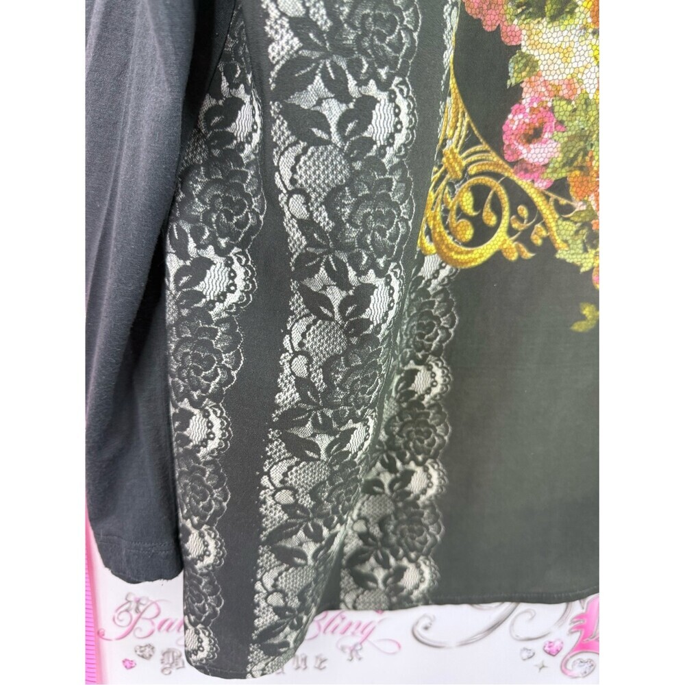 Pleione cardigan flowers Black Open Front Cardigan with Floral Back Panel - Picture 8 of 9